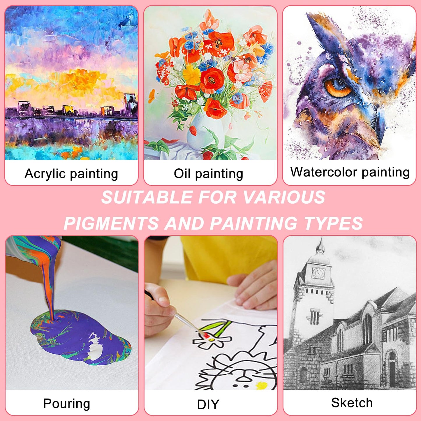 3 Pack Canvases for Painting with Multi Pack 11x14, 5x7, 8x10, Painting Canvas for Oil & Acrylic Paint